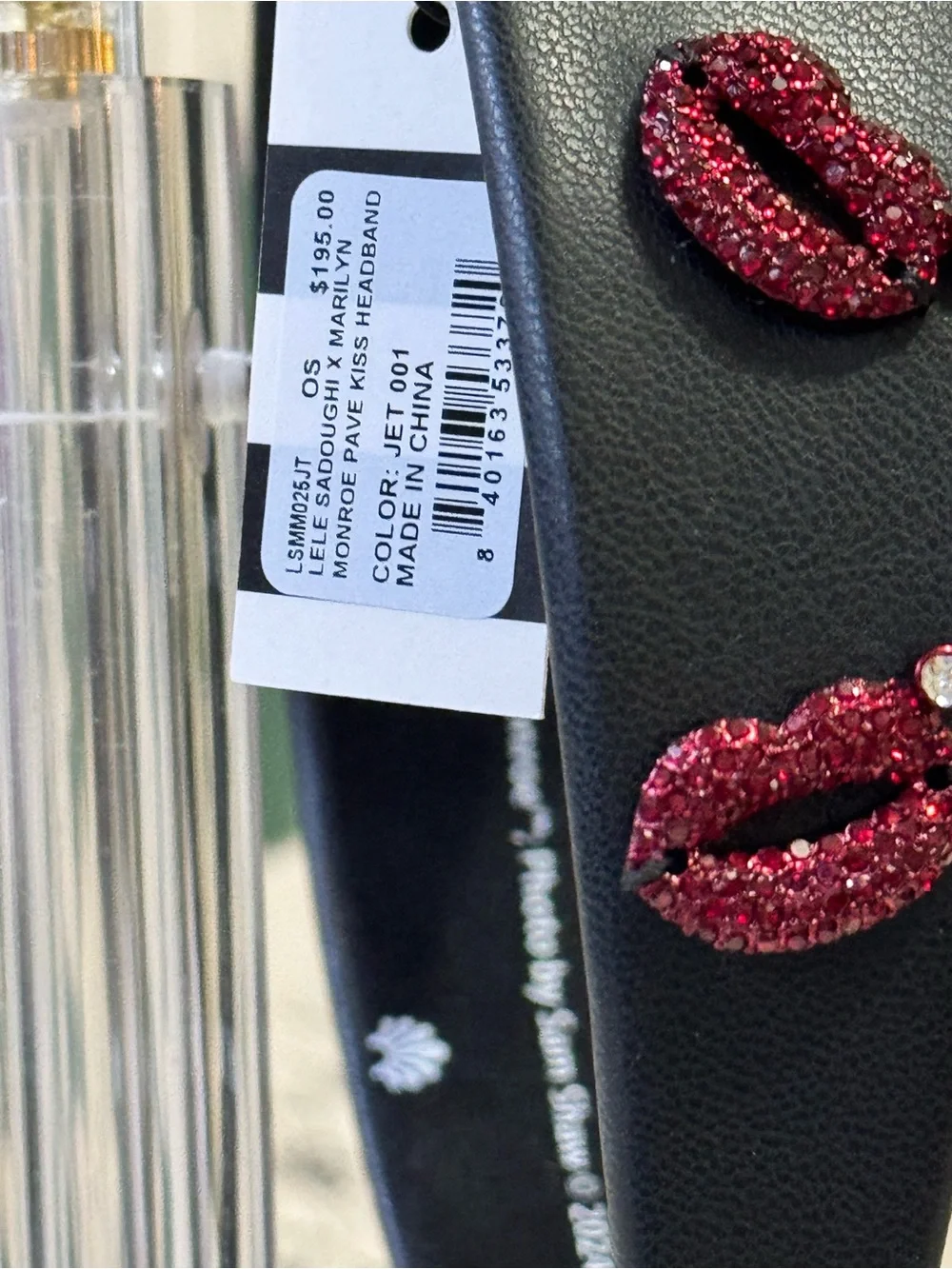 Lele Sadoughi x Marilyn Monroe Leather Headband w/Glitter Lip Appliqués